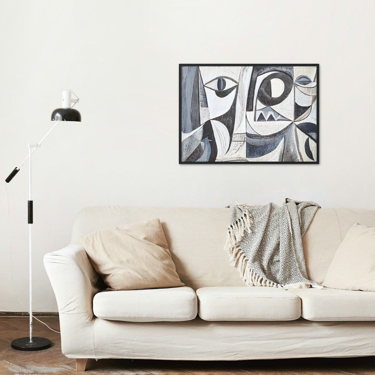 Abstract Cubist Faces: Minimalist Picasso-Inspired Portrait