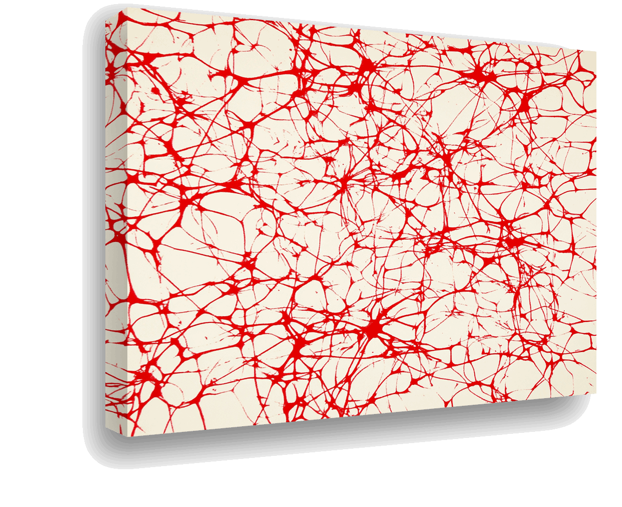 Neural Connections: Abstract Red Lines on Canvas