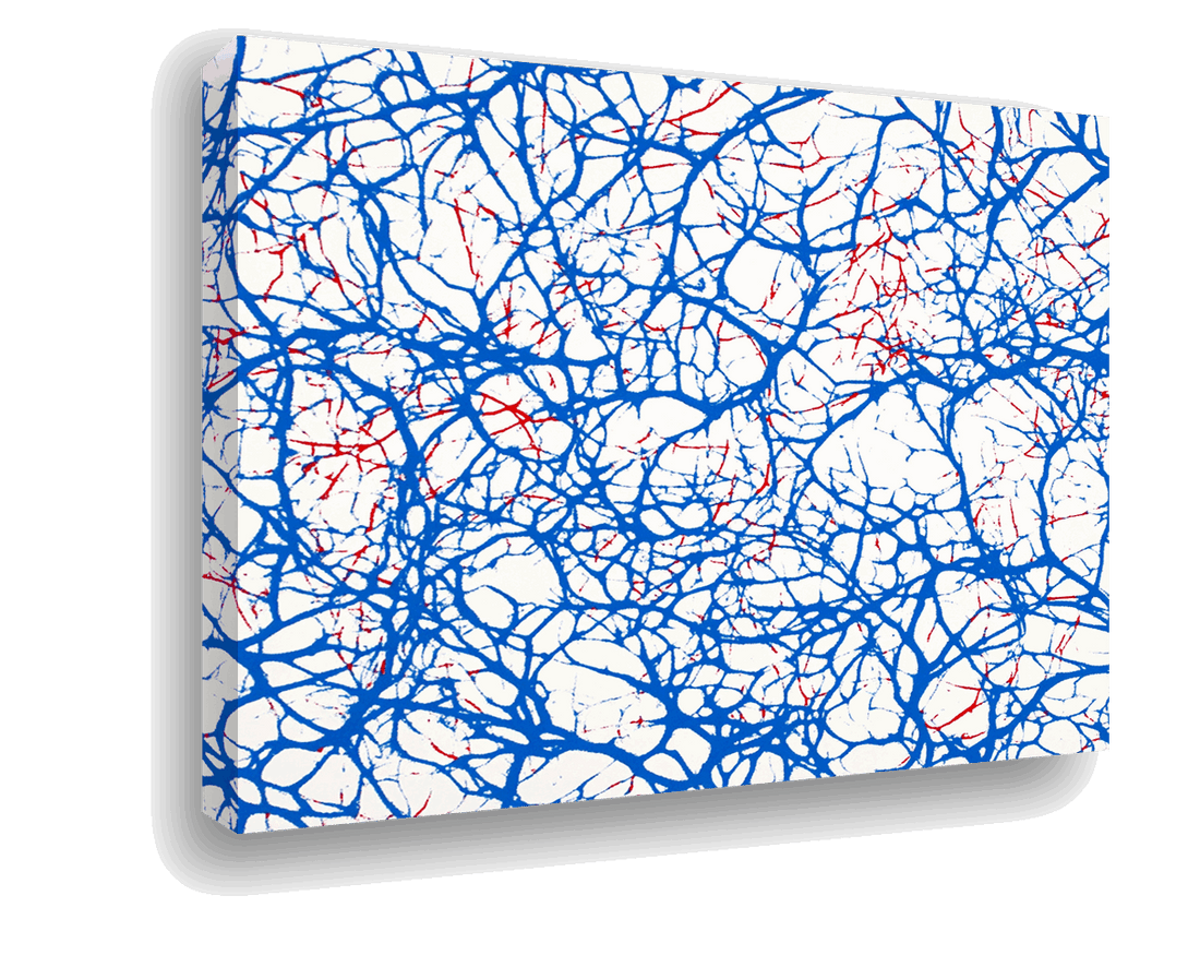 Brainwave Network: Blue and Red Neural Pattern