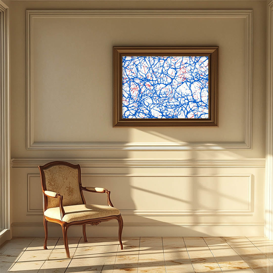 Brainwave Network: Blue and Red Neural Pattern