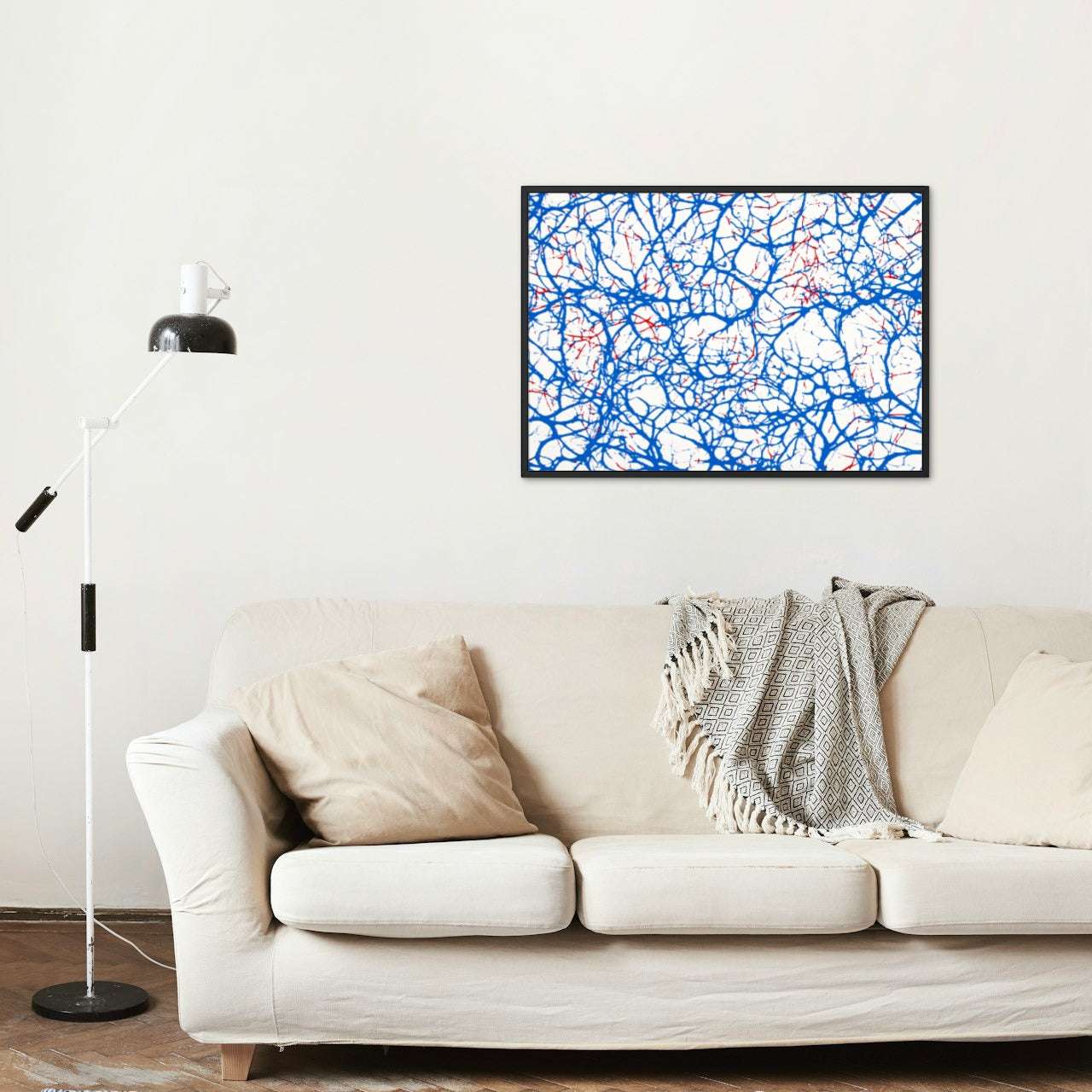 Brainwave Network: Blue and Red Neural Pattern