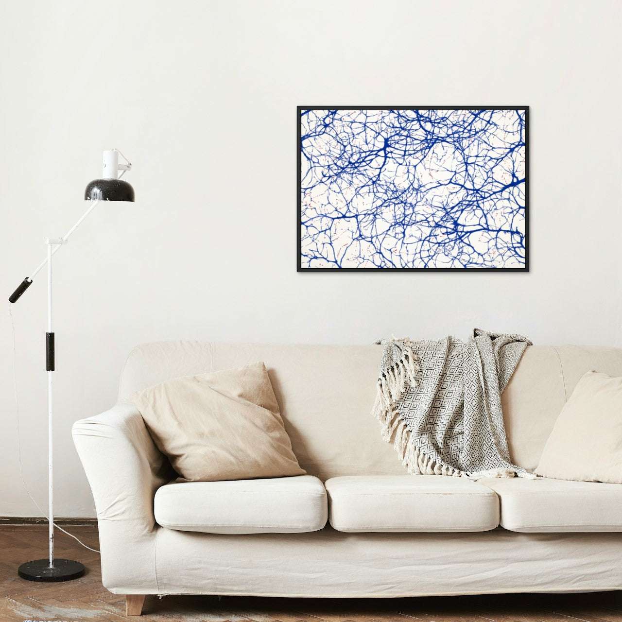 Neural Connection: Blue and Red on White