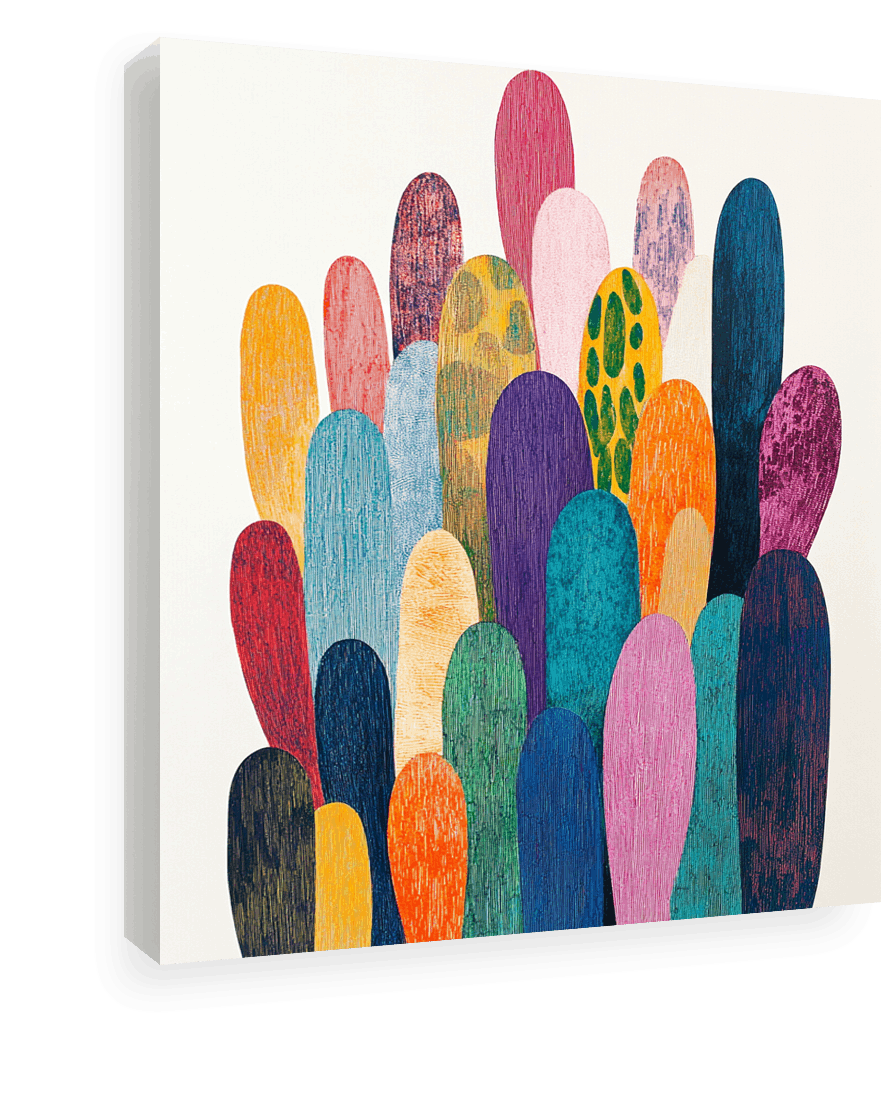Vibrant Cacti: Minimalist Color Explosion