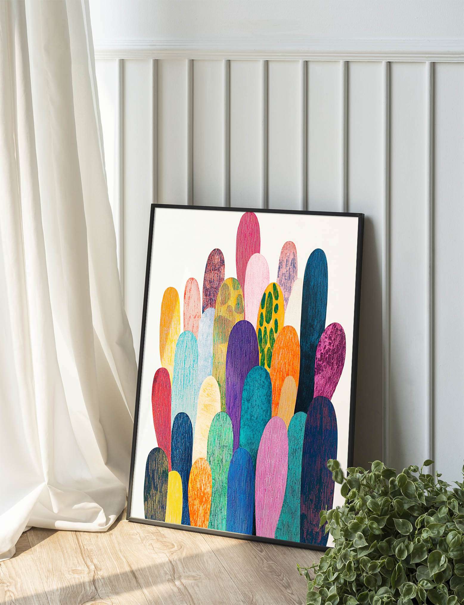 Vibrant Cacti: Minimalist Color Explosion