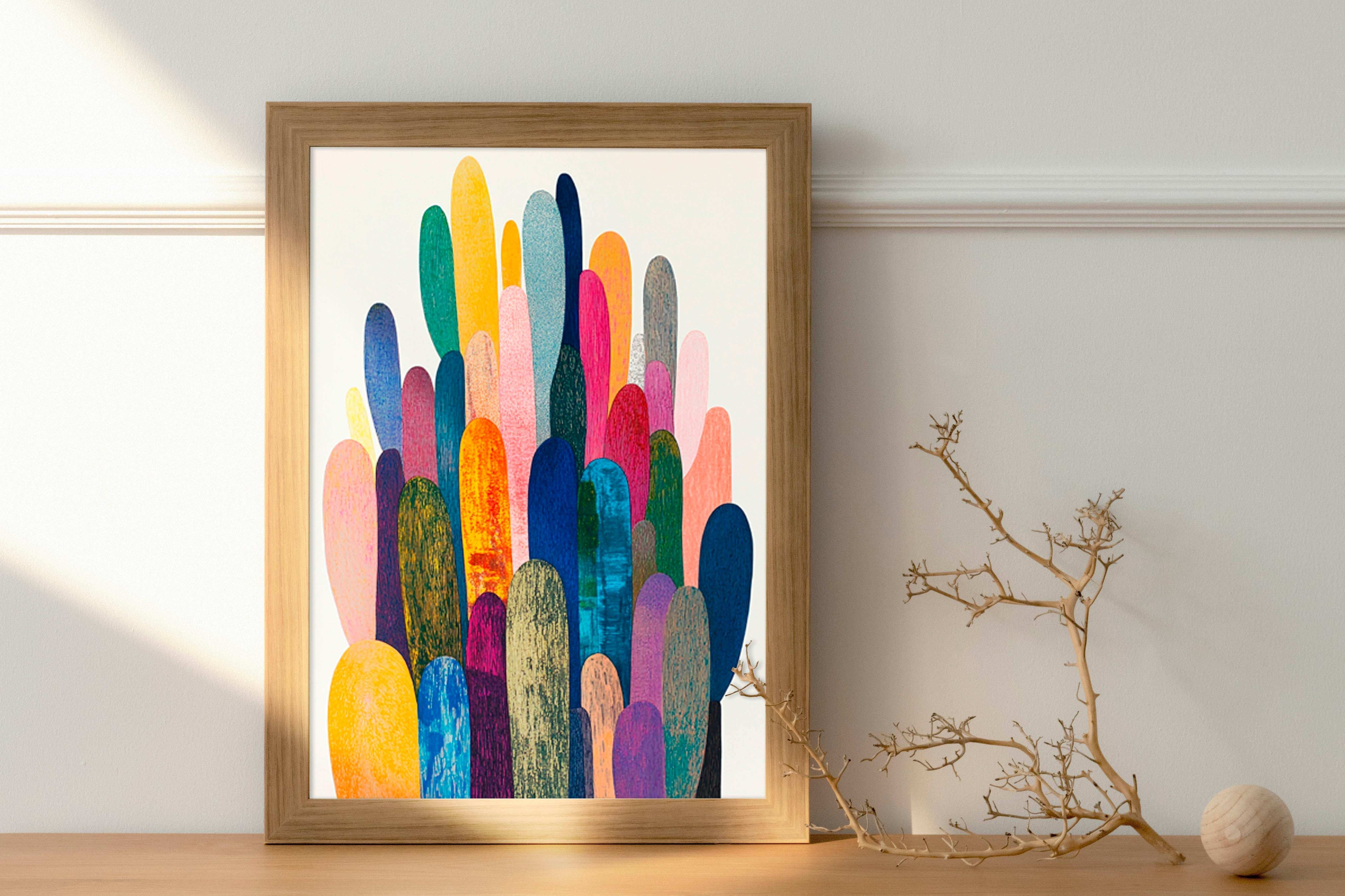 Vibrant Cactii: Contemporary Digital Art