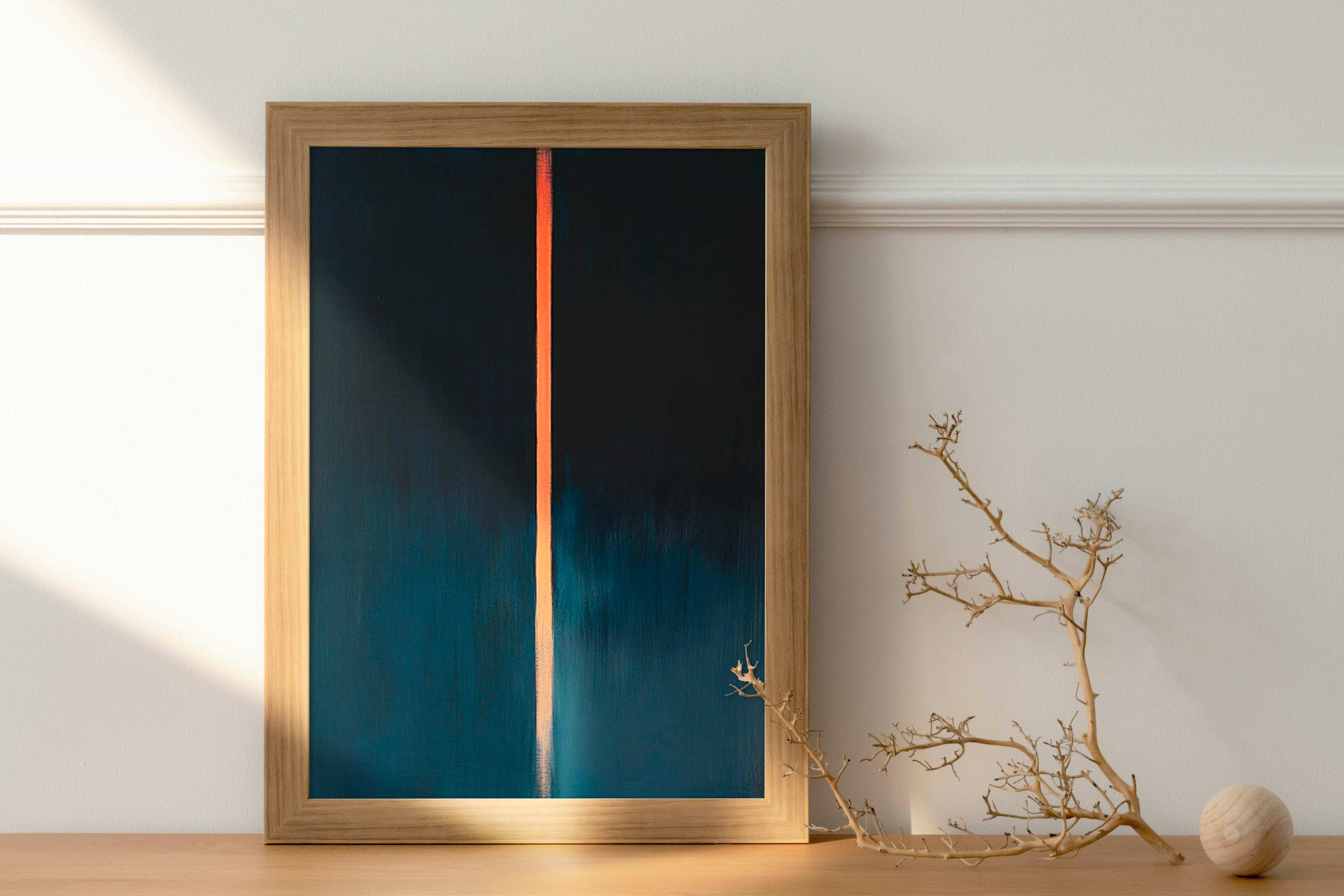Luminous Lines: Abstract Minimalist Art in Blue and Orange