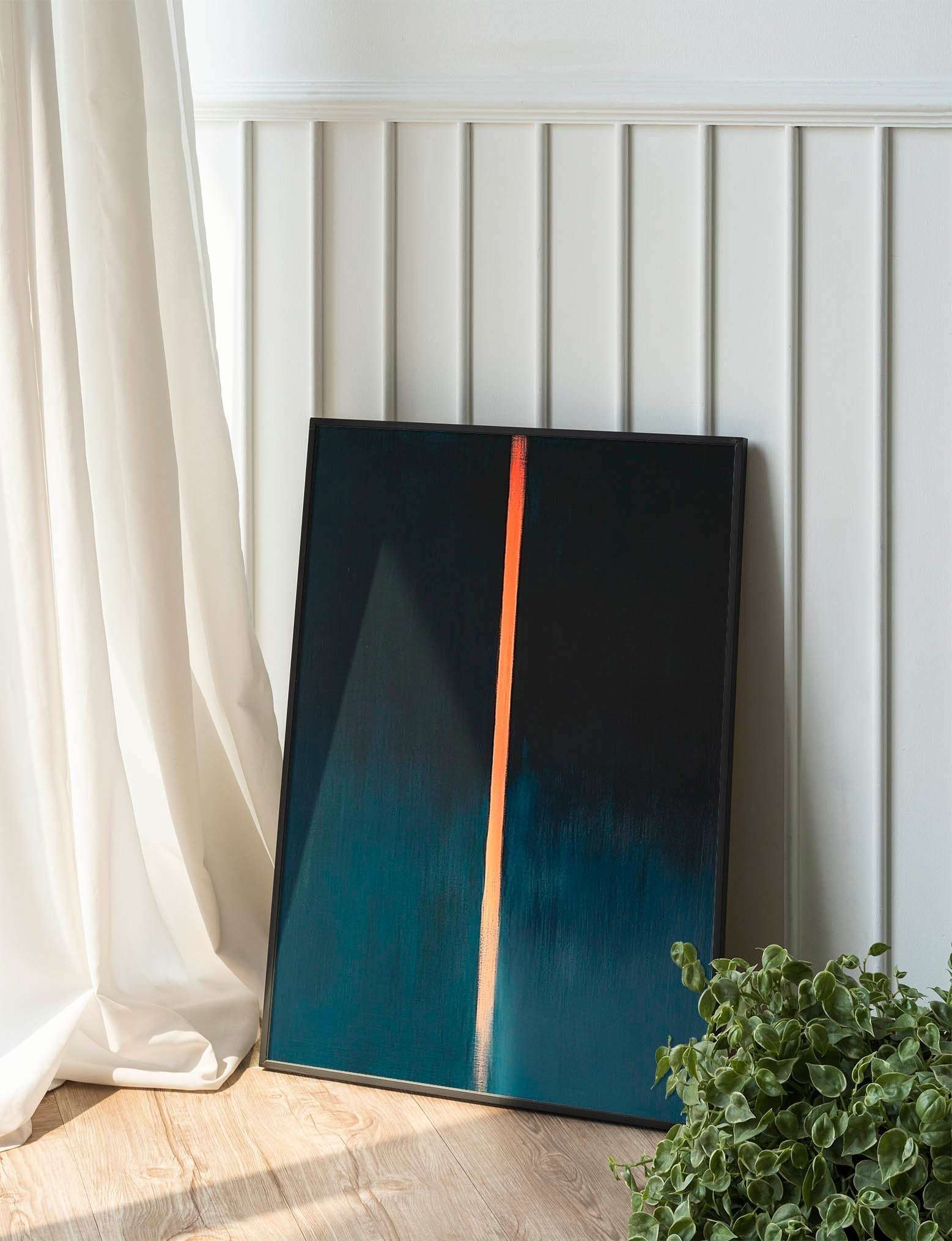 Luminous Lines: Abstract Minimalist Art in Blue and Orange