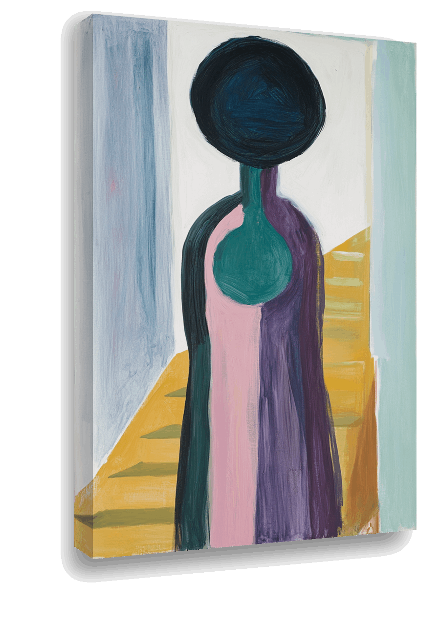 Abstract Elegance: A Minimalist Woman in Colorful Simplicity