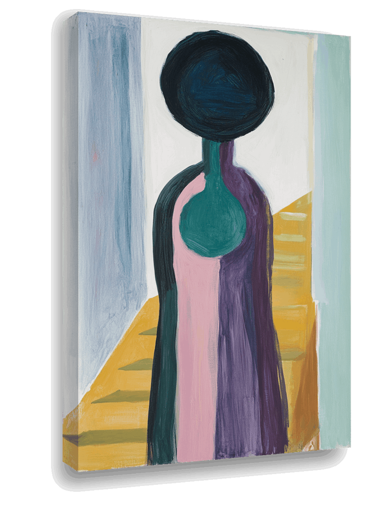 Abstract Elegance: A Minimalist Woman in Colorful Simplicity