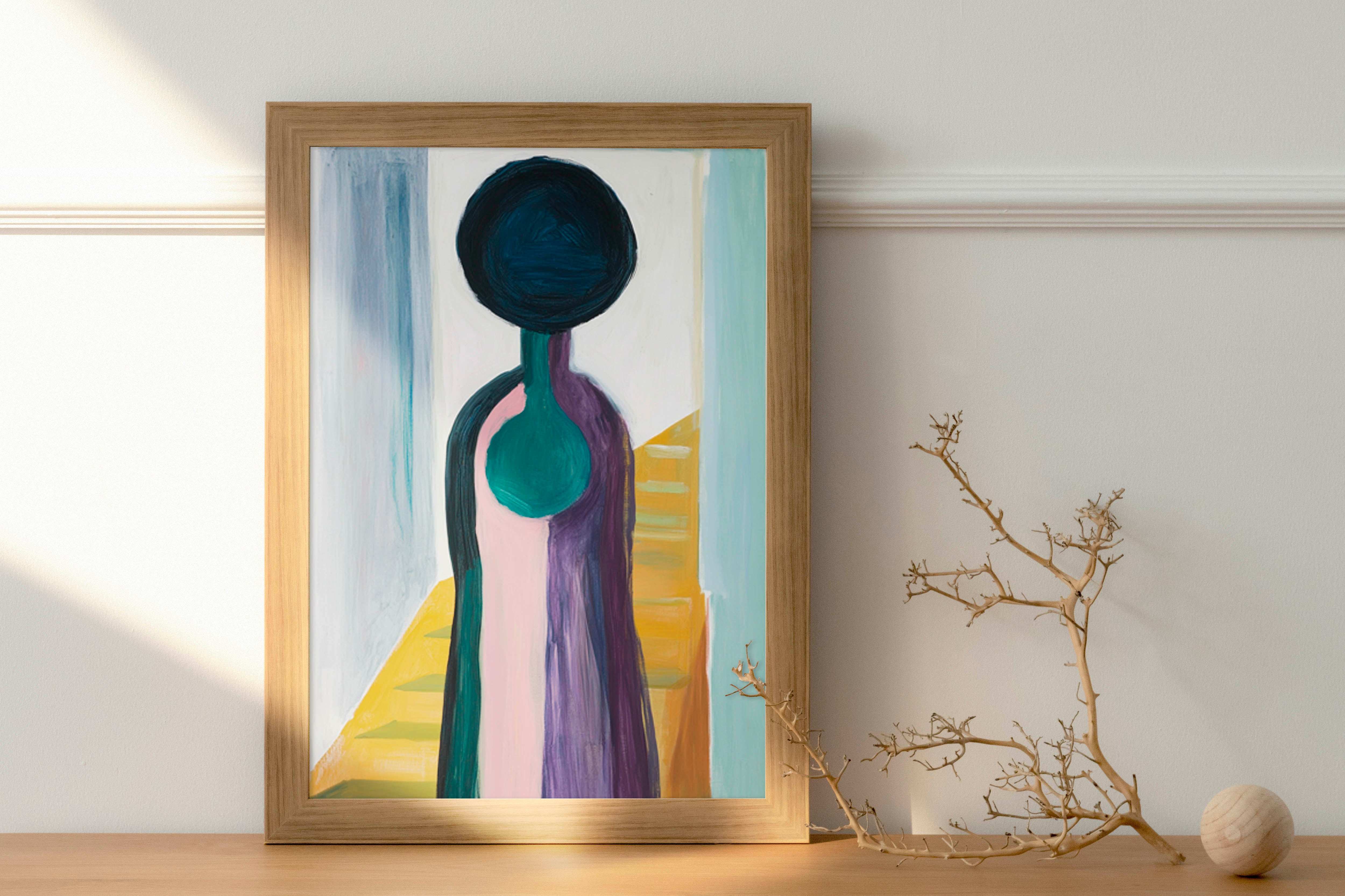 Abstract Elegance: A Minimalist Woman in Colorful Simplicity