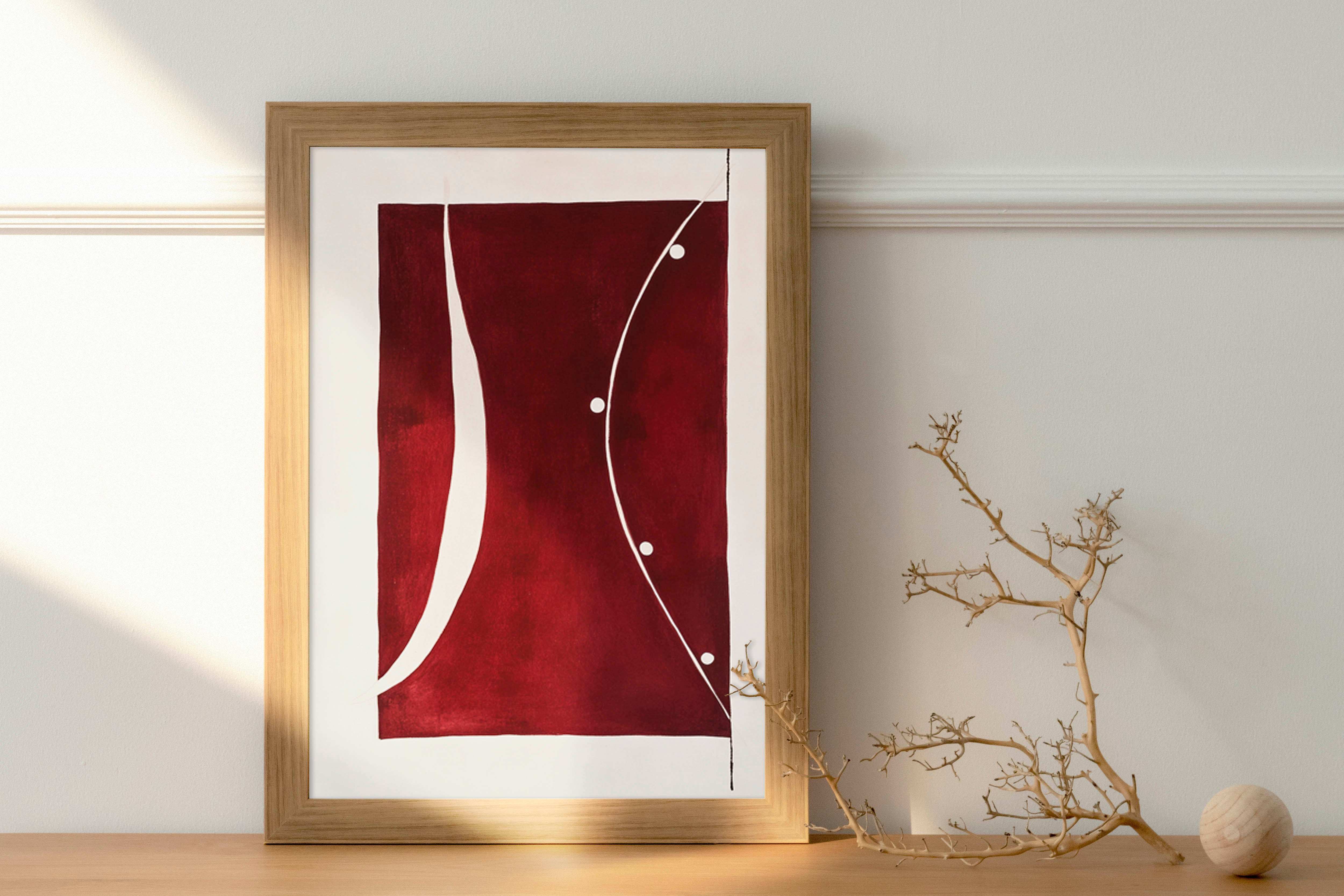 Crimson Harmony: A Minimalist Abstract Design in Burgundy and Cream