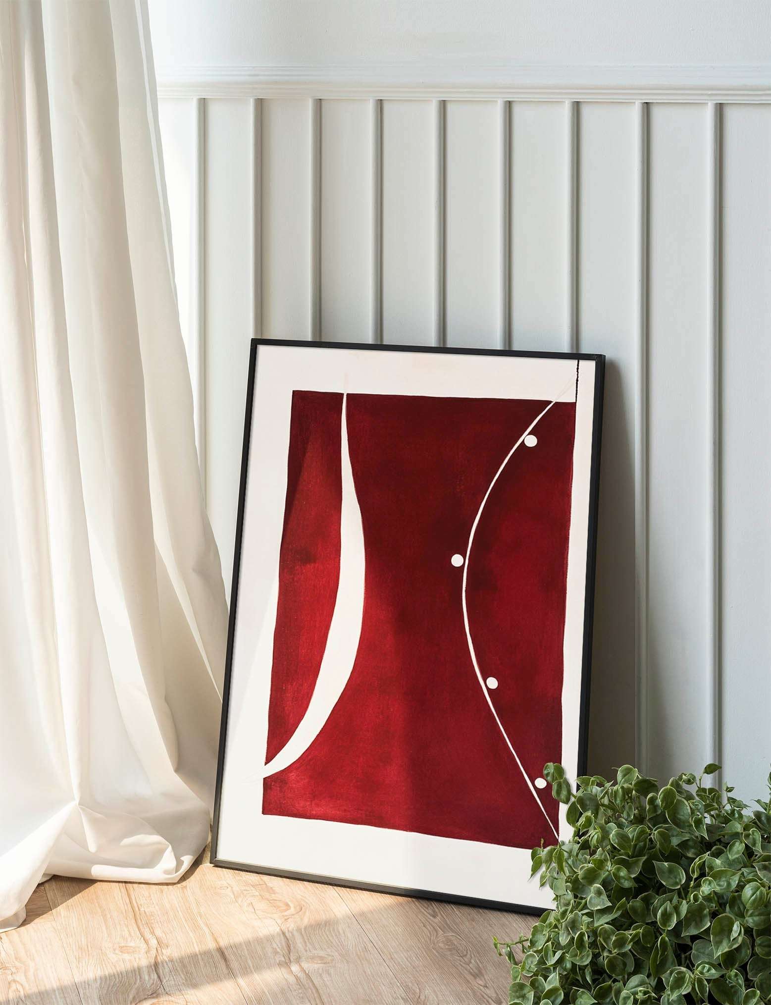 Crimson Harmony: A Minimalist Abstract Design in Burgundy and Cream