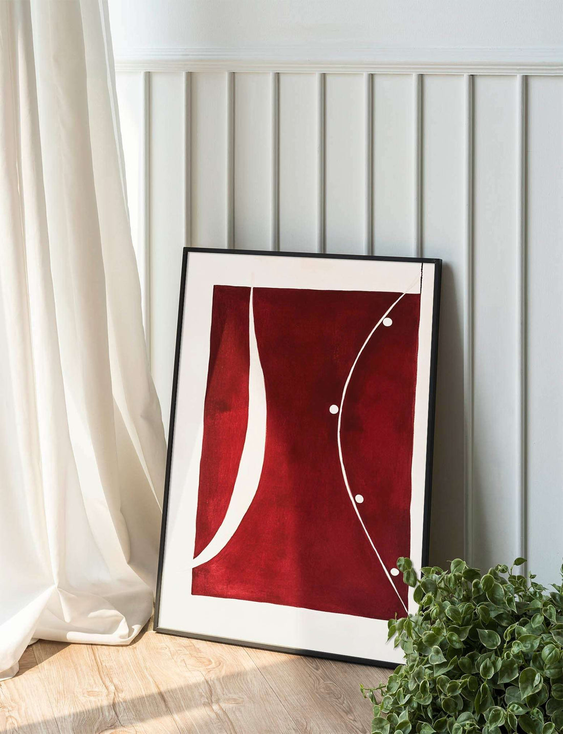 Crimson Harmony: A Minimalist Abstract Design in Burgundy and Cream