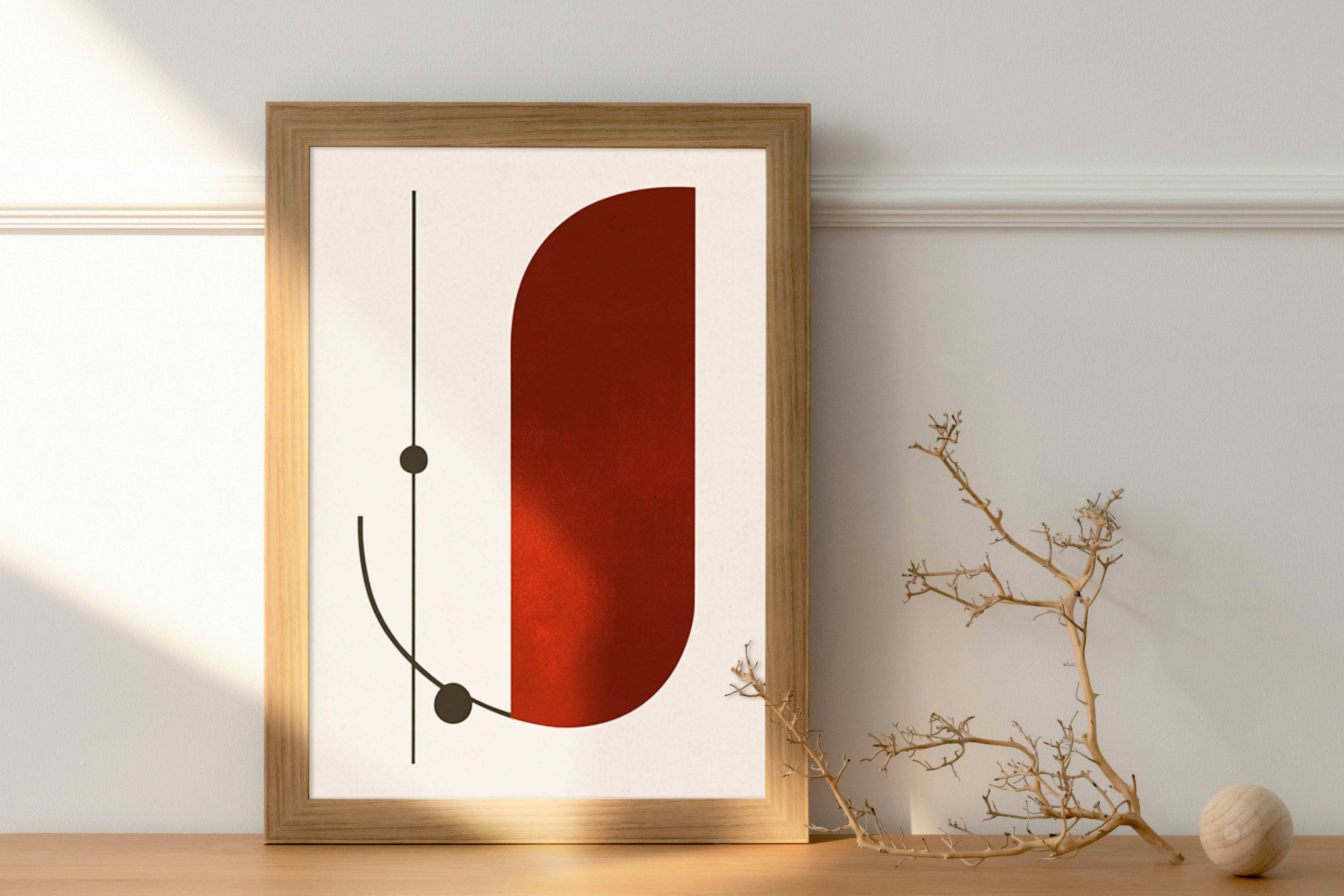 Abstract Geometric Forms in Red and Black