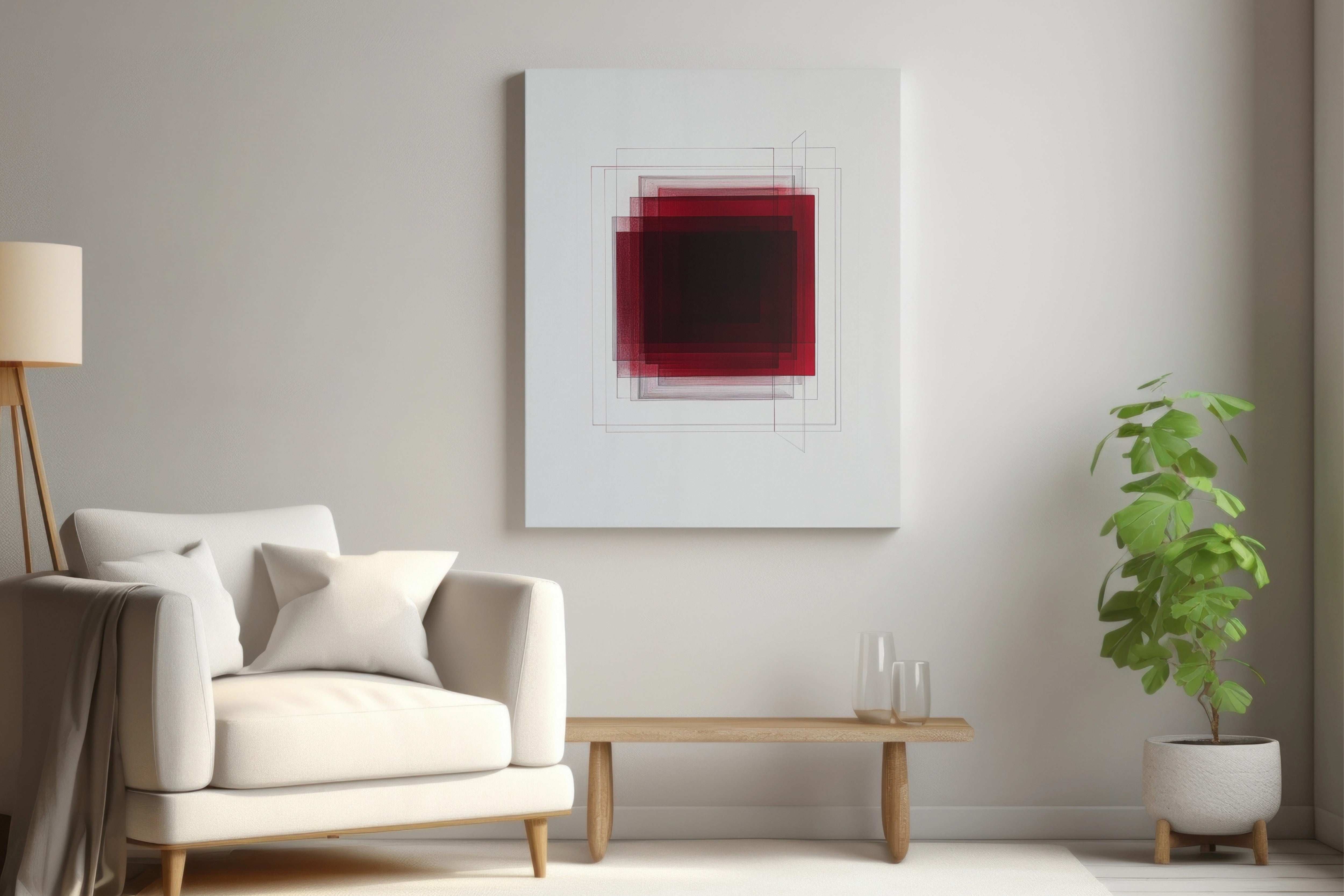 Abstract Red Squares: A Minimalist Digital Composition