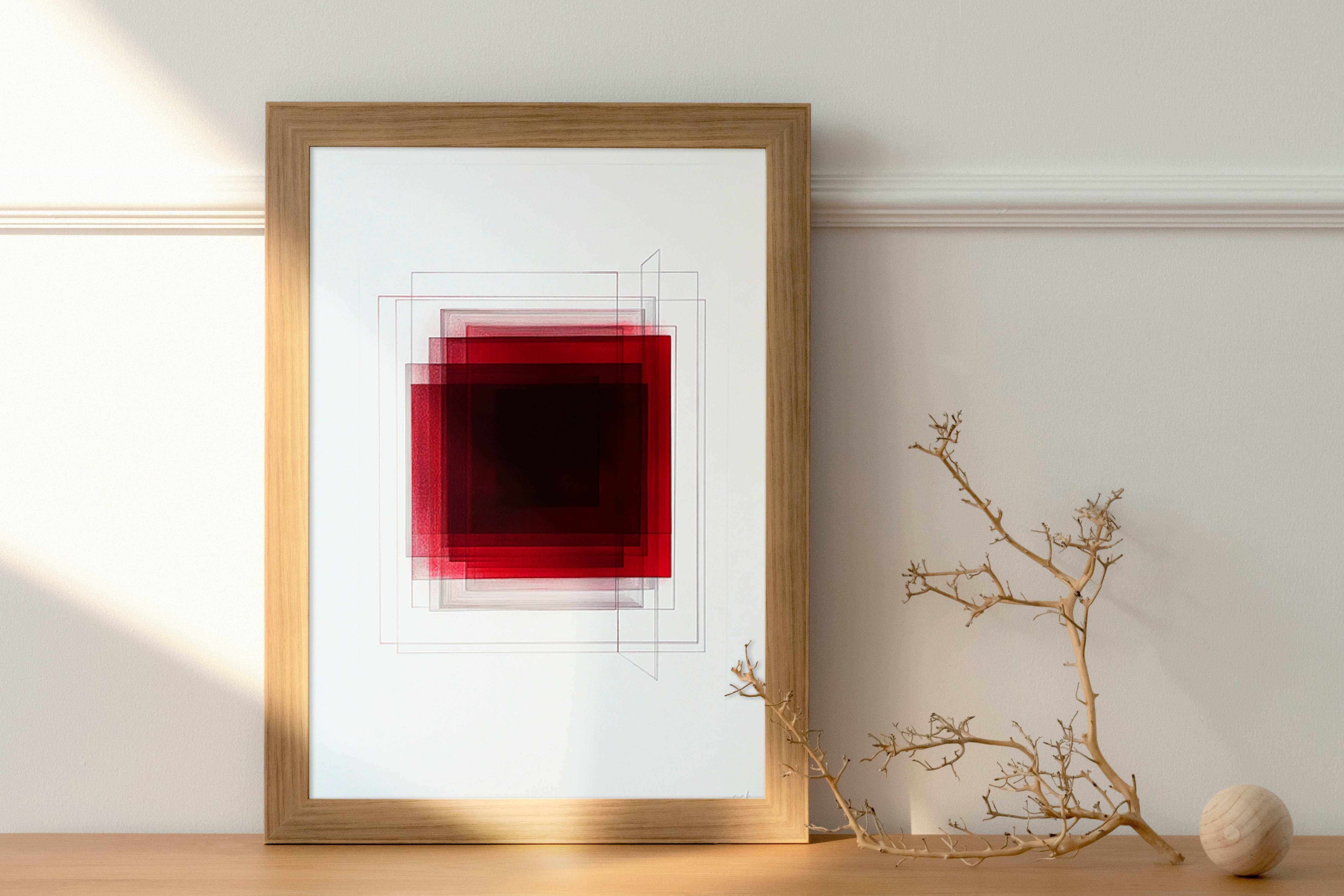 Abstract Red Squares: A Minimalist Digital Composition