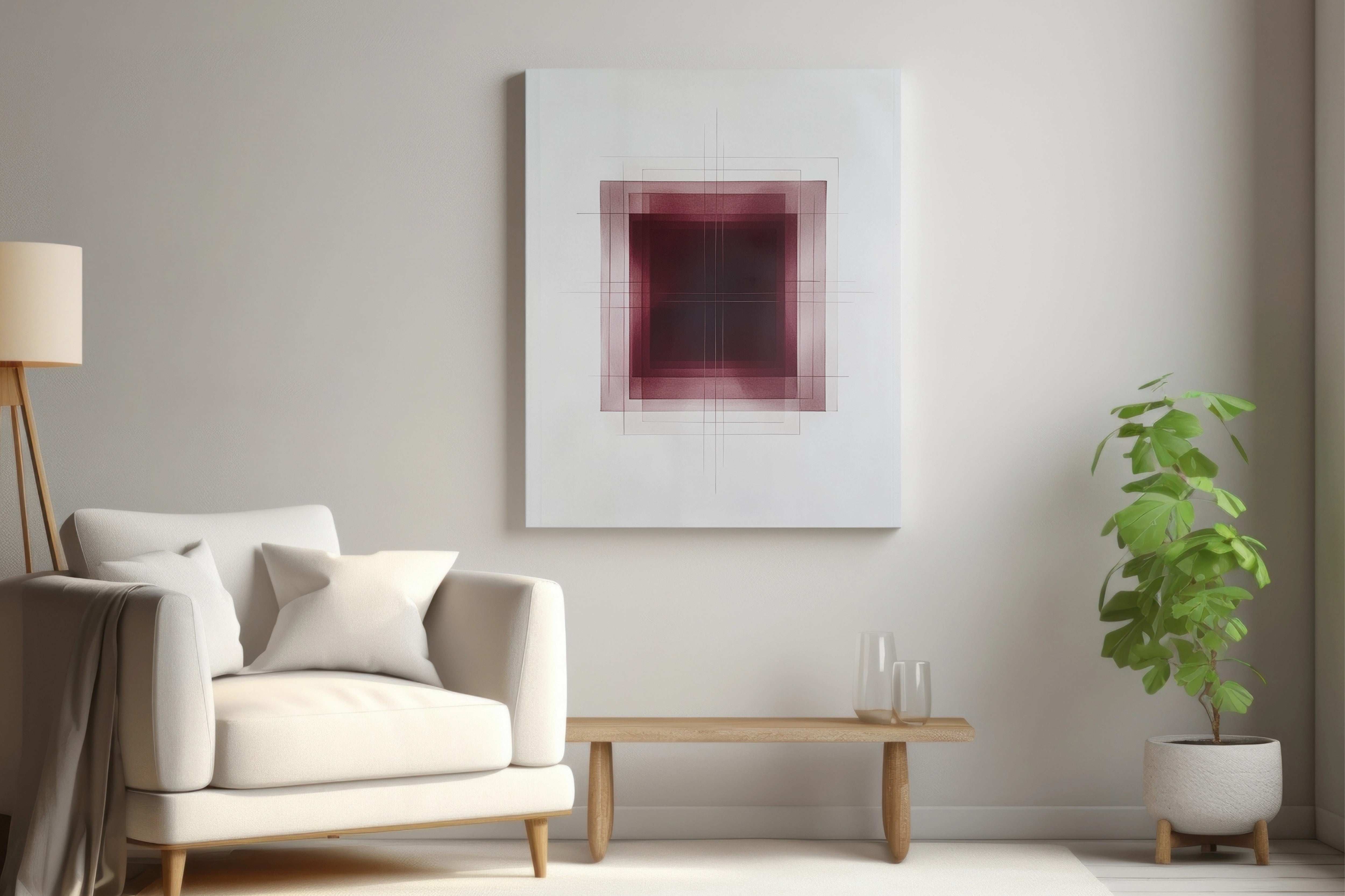 Geometric Elegance: Minimalist Burgundy Shapes