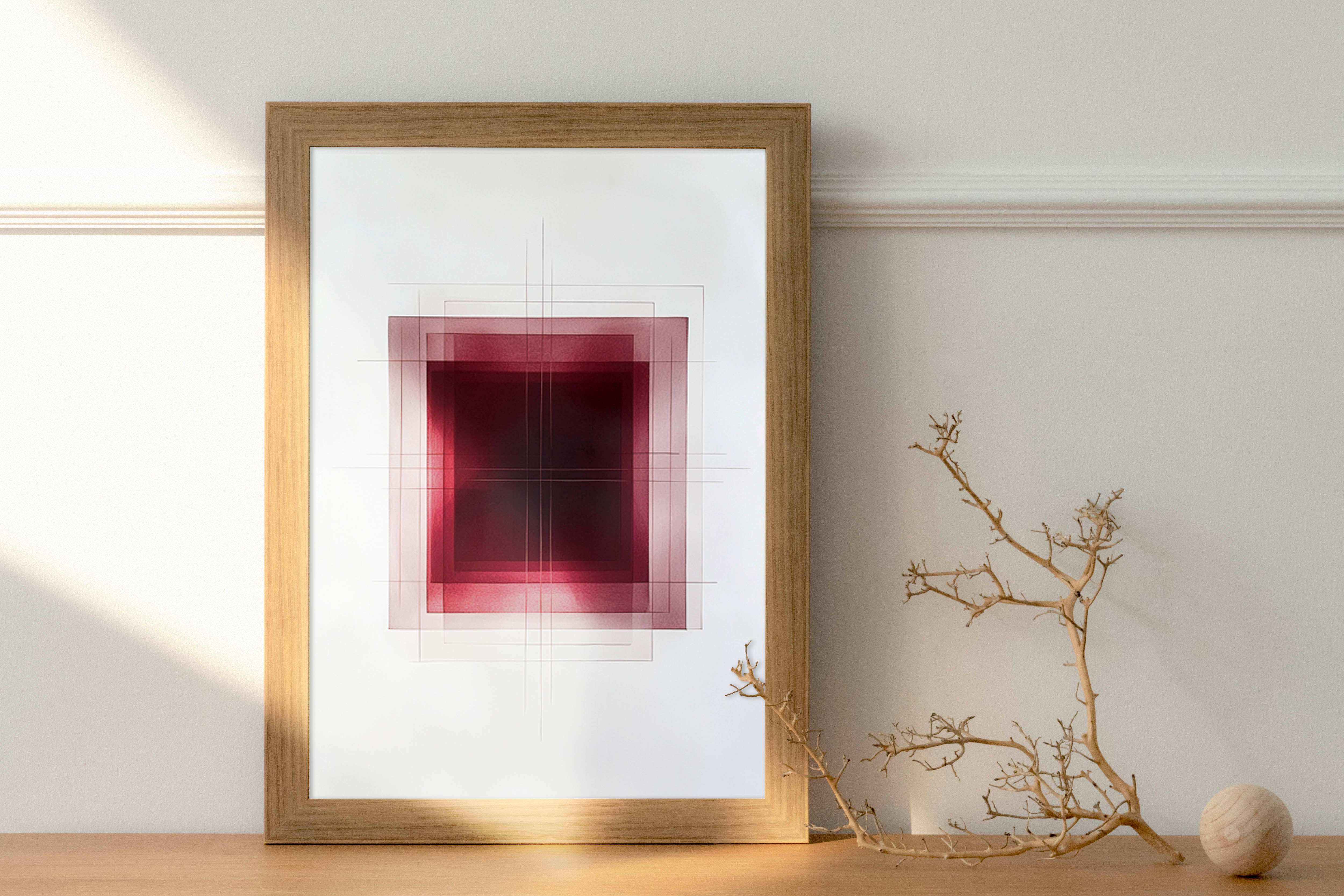 Geometric Elegance: Minimalist Burgundy Shapes