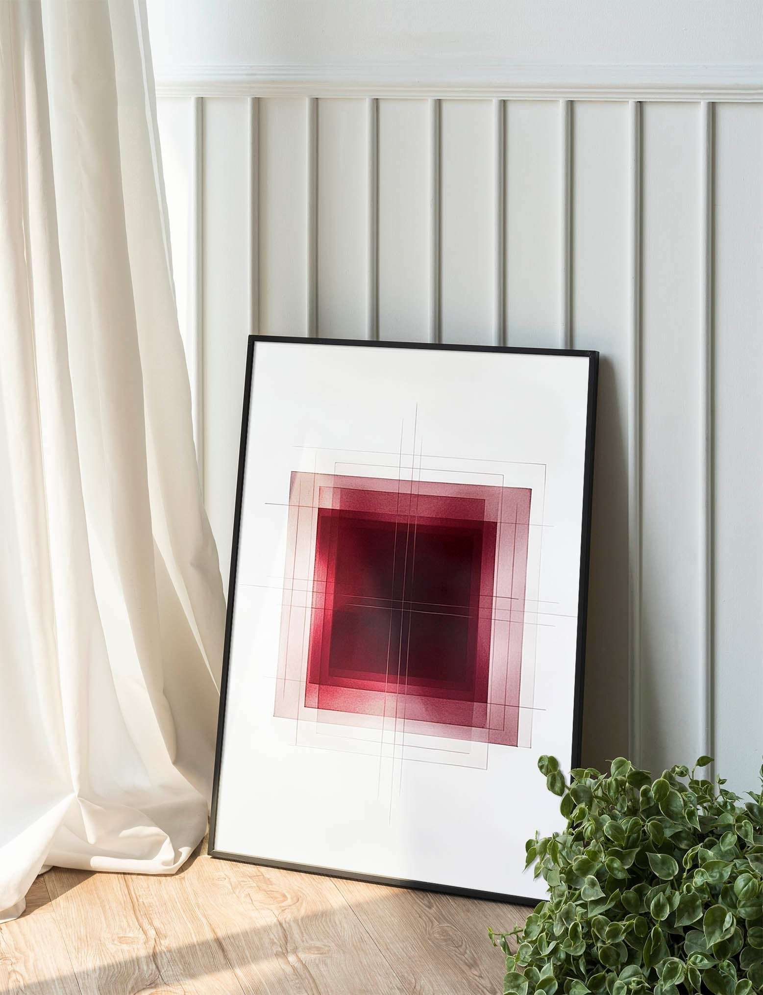 Geometric Elegance: Minimalist Burgundy Shapes