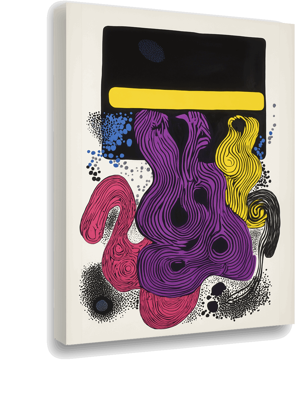 Vibrant Expression: Abstract Digital Art with Retro-Futuristic Shapes