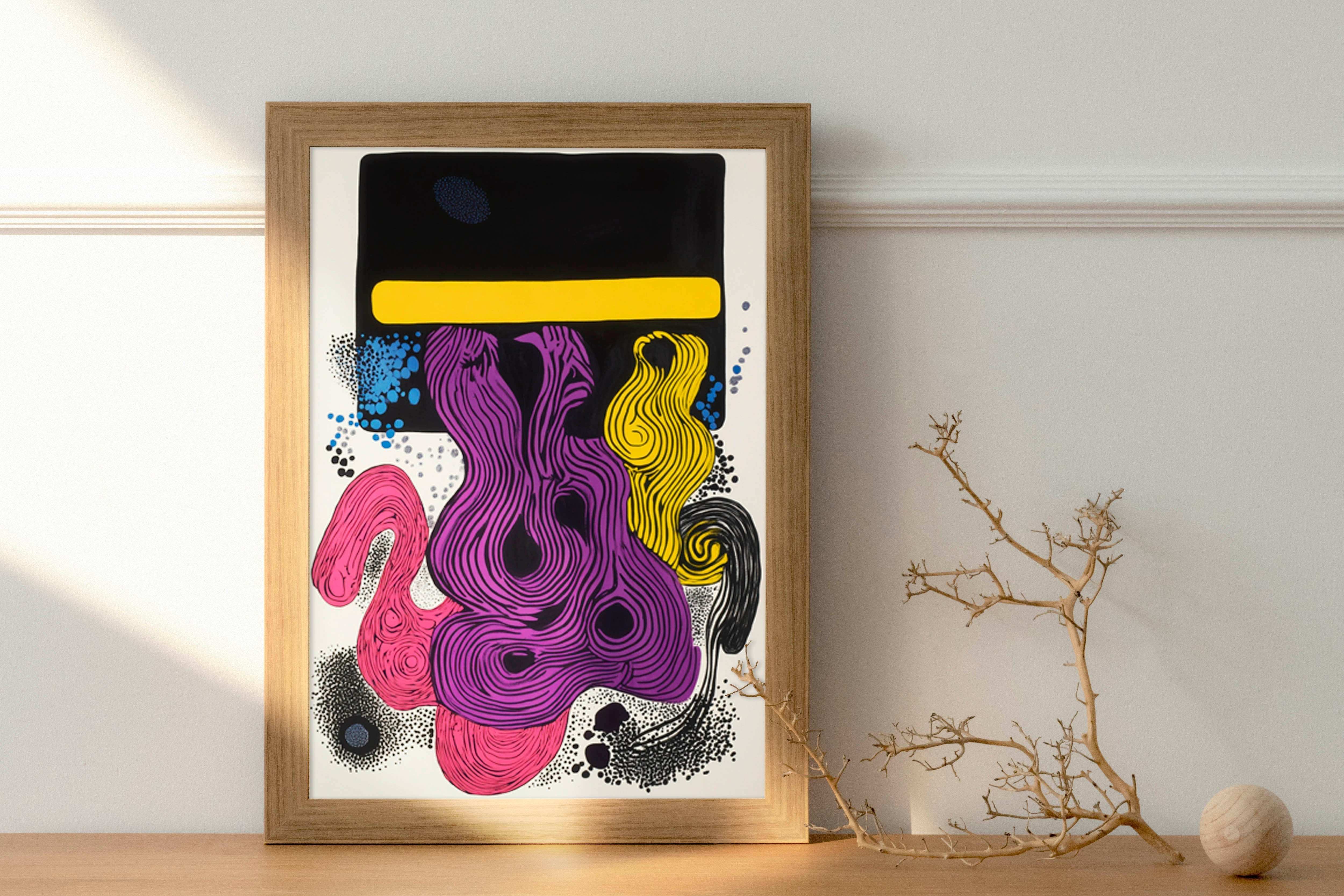 Vibrant Expression: Abstract Digital Art with Retro-Futuristic Shapes