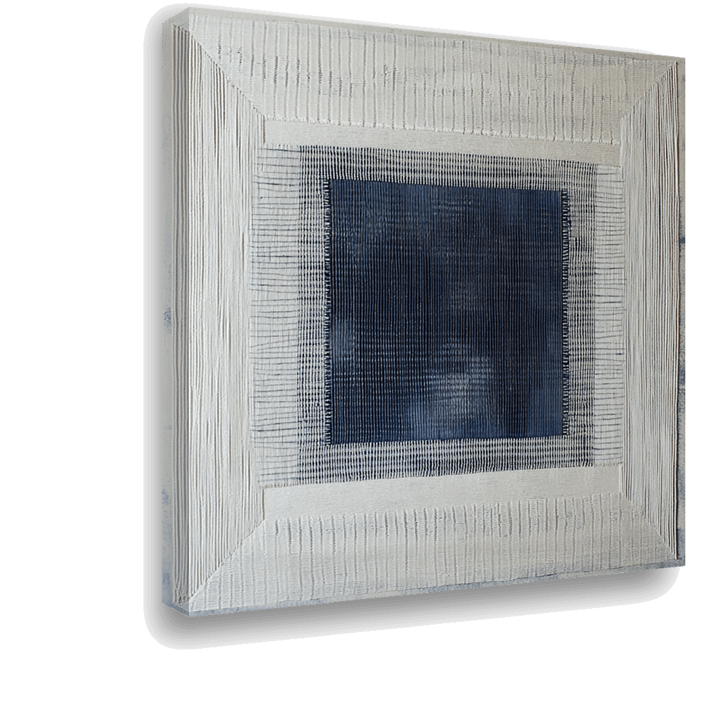 Textured Elegance: Woven Abstract with Blue and Black Composition