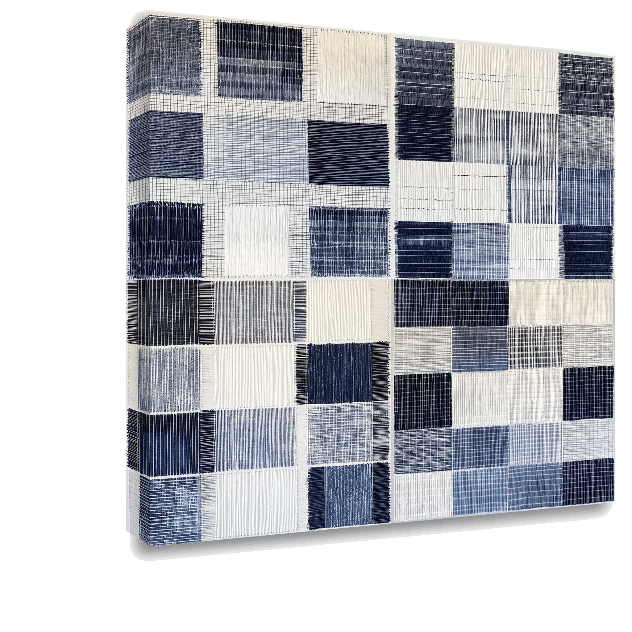 Denim Patchwork: Modern Abstract Fabric Canvas