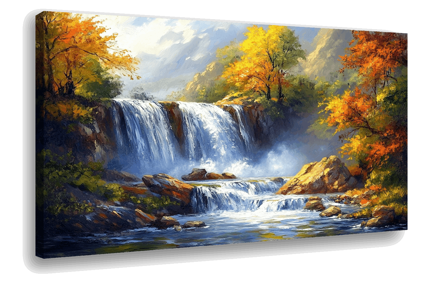 Autumn Cascade: Waterfall in the Mountains