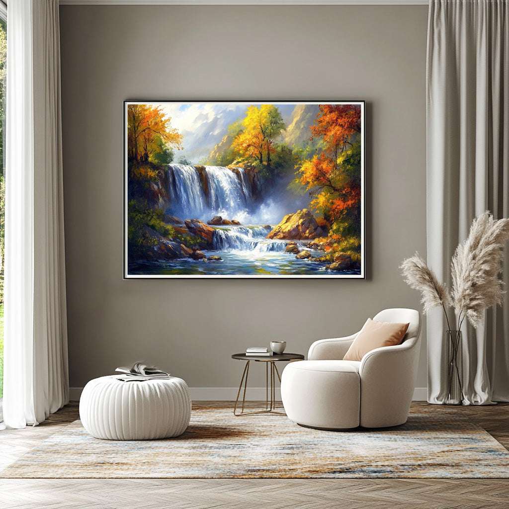 Autumn Cascade: Waterfall in the Mountains