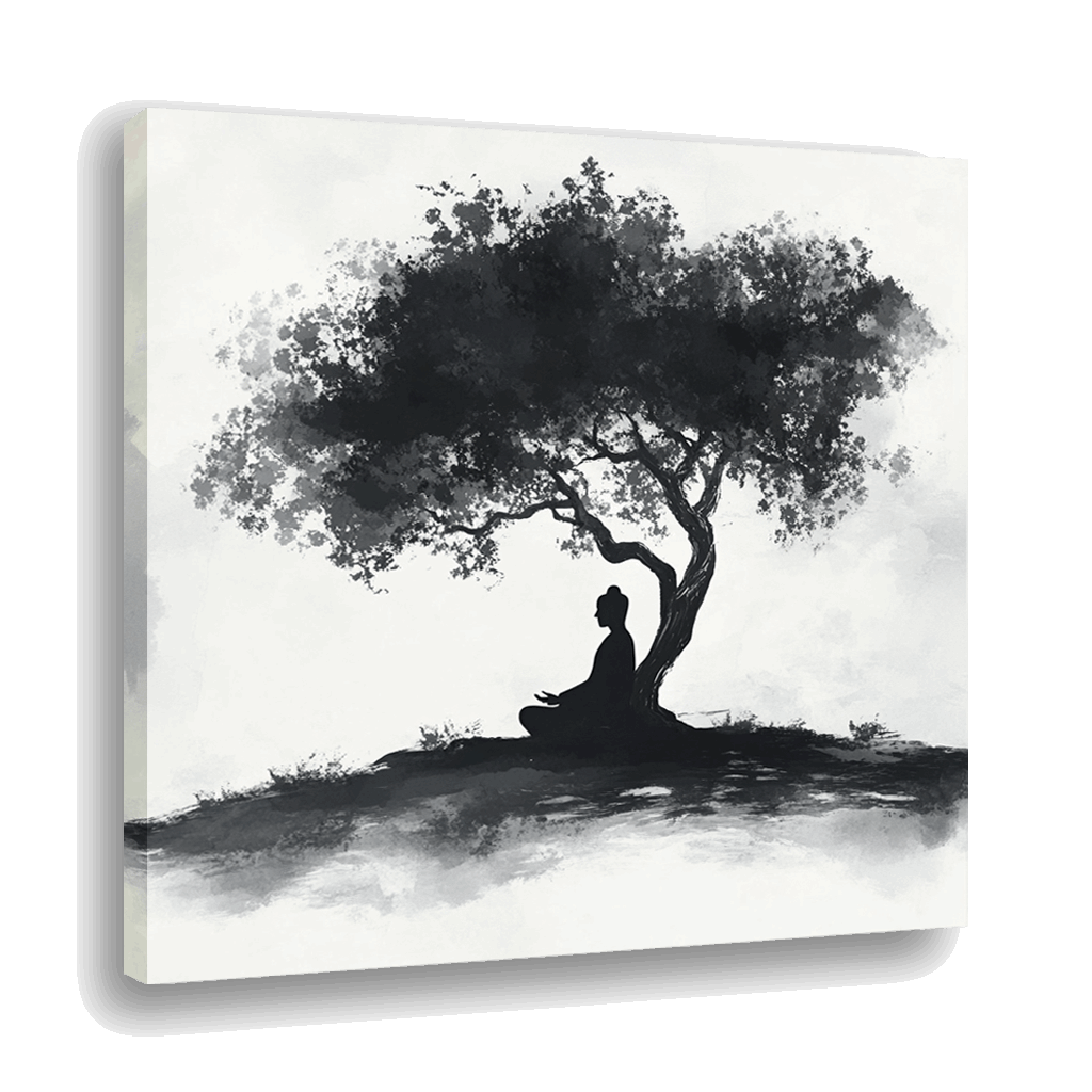 Silent Reflection: Buddha Under the Olive Tree