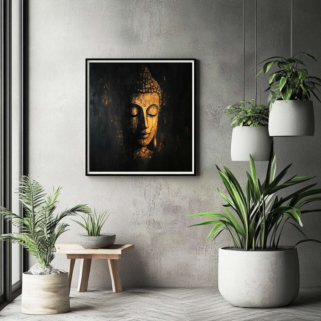 Golden Serenity: Luxurious Buddha Portrait