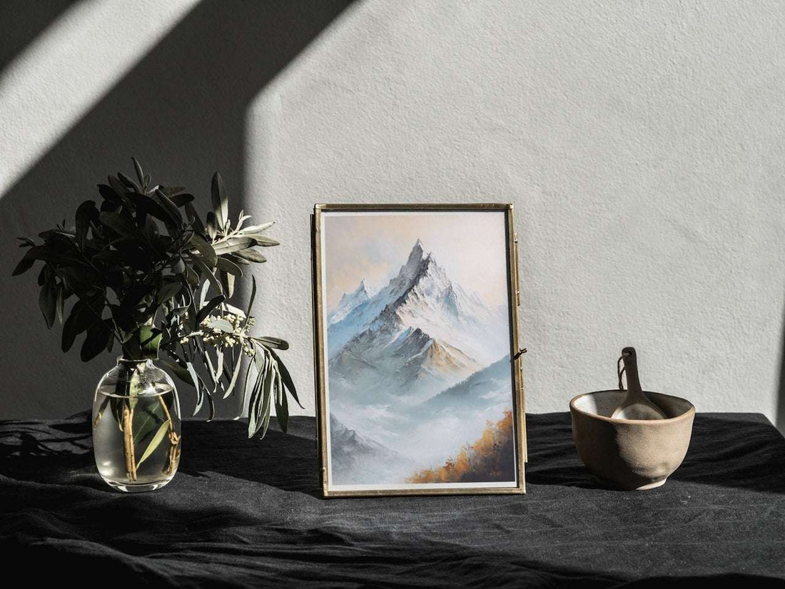 Timeless Peaks: Snow-Capped Mountain Masterpiece
