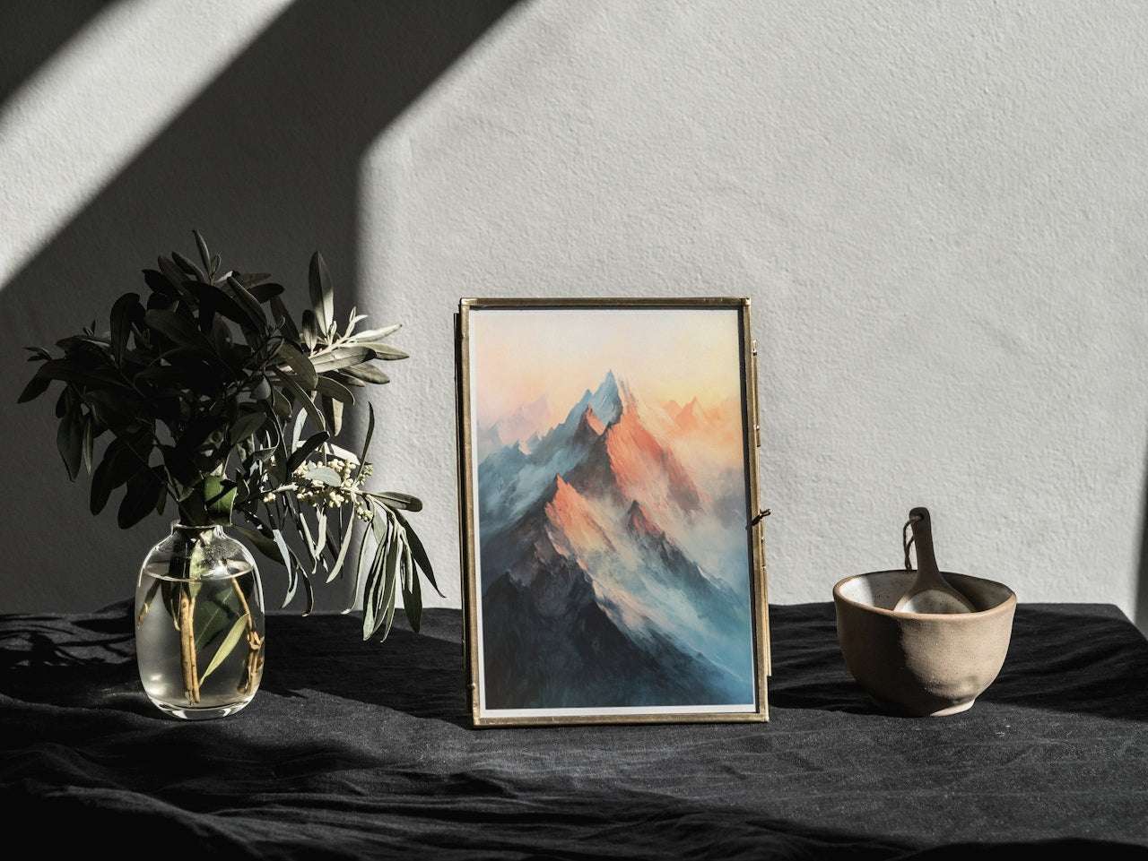 Sunset Serenity: Watercolor Mountain Landscape