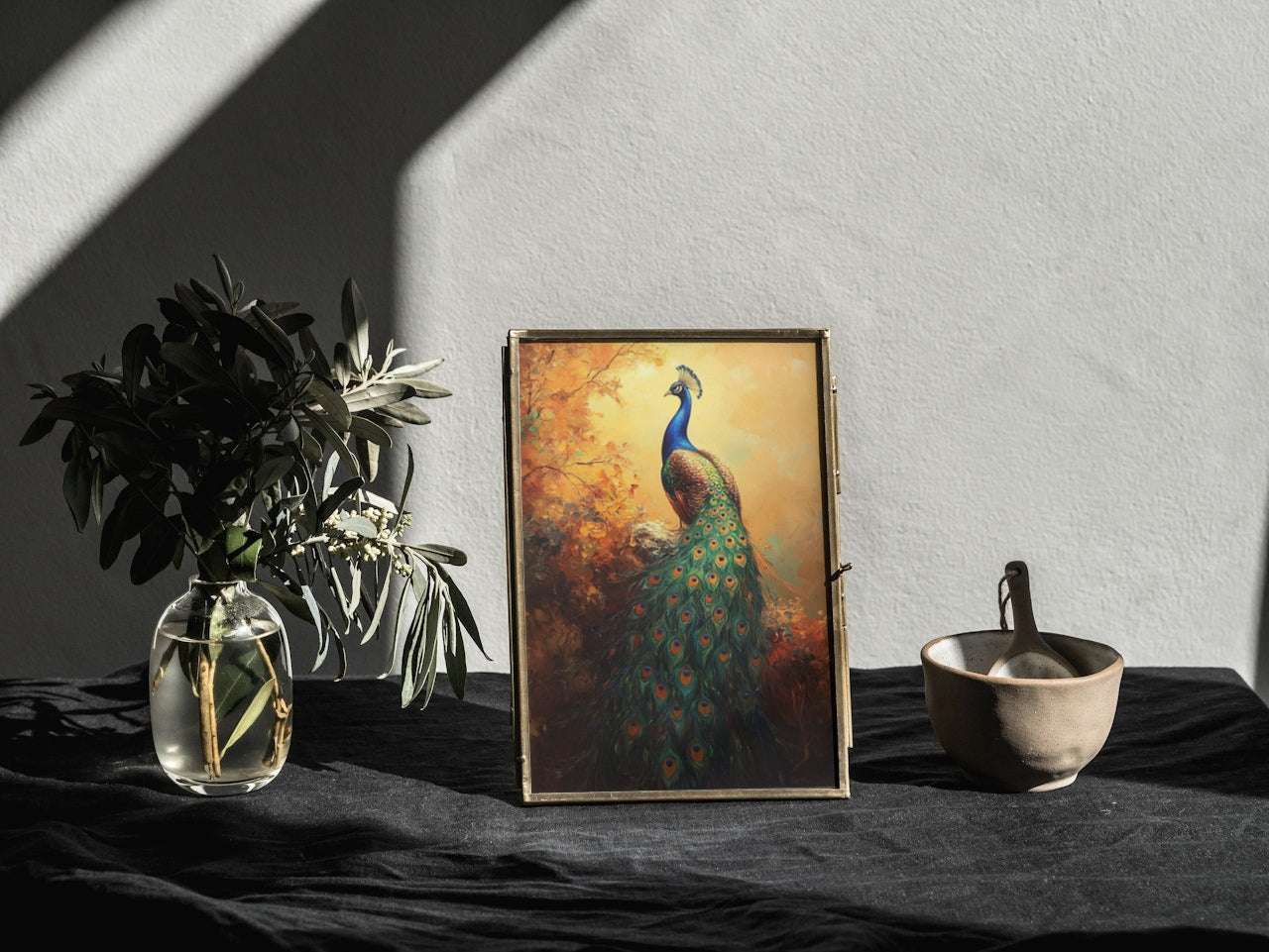 Autumn Elegance: Peacock and Muse