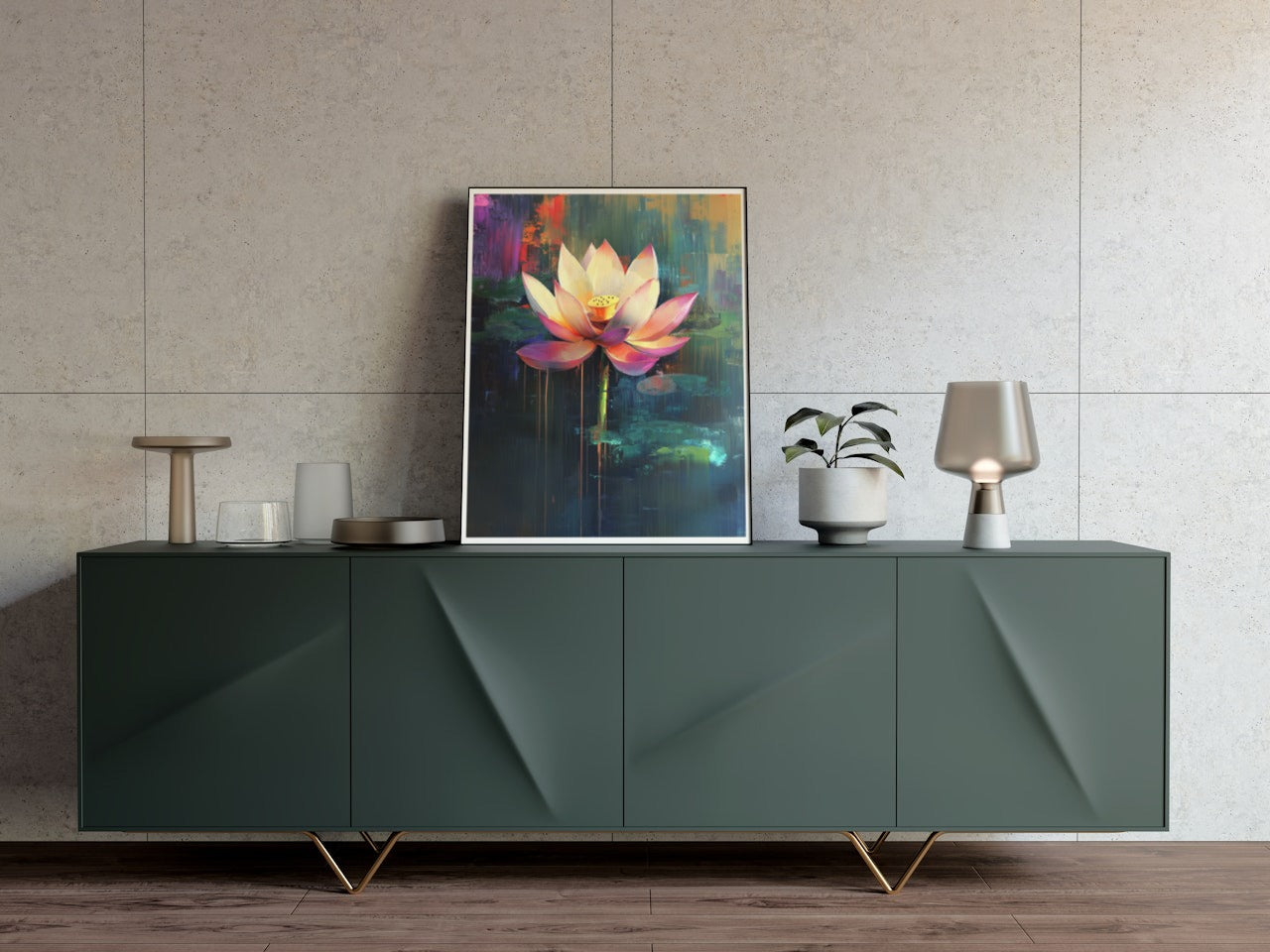 Dynamic Bloom: Lotus with Dripping Paint Effect