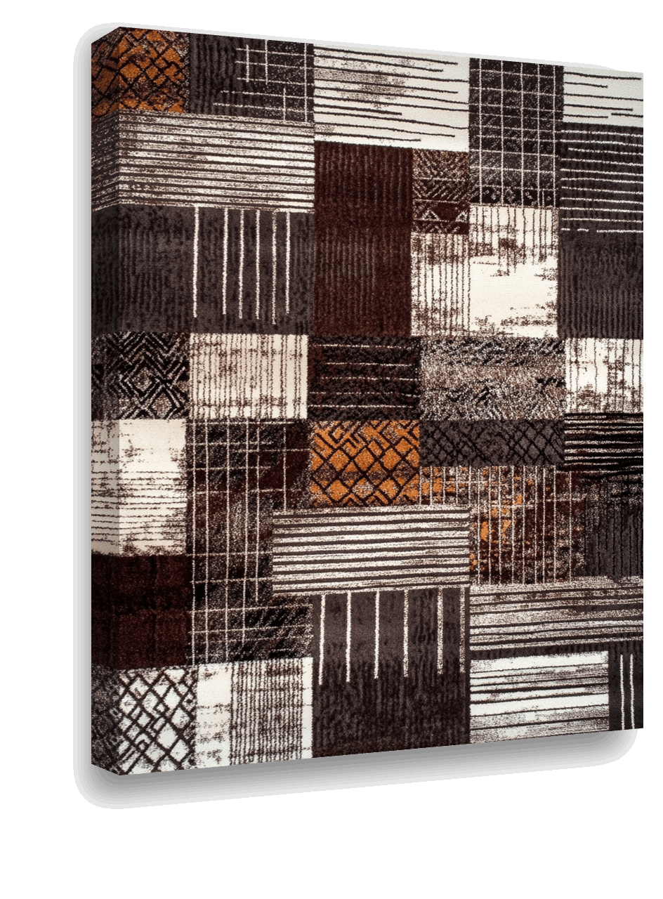 Abstract Earth Tone Geometry: Brown and Gray Patchwork Art