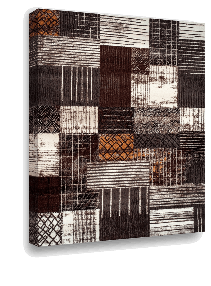 Abstract Earth Tone Geometry: Brown and Gray Patchwork Art
