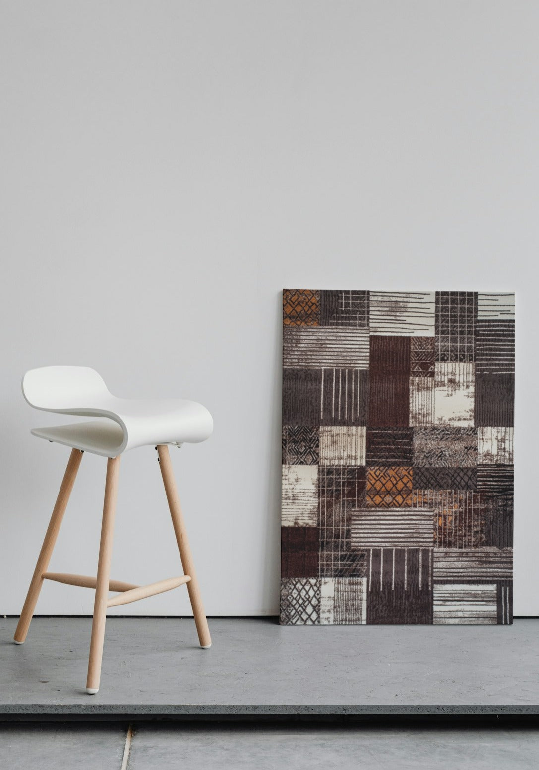 Abstract Earth Tone Geometry: Brown and Gray Patchwork Art