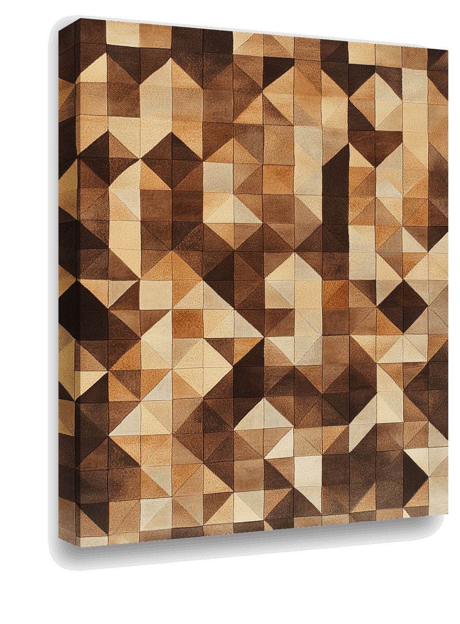 Luxury Wool Weave: Geometric Brown and Beige Artwork
