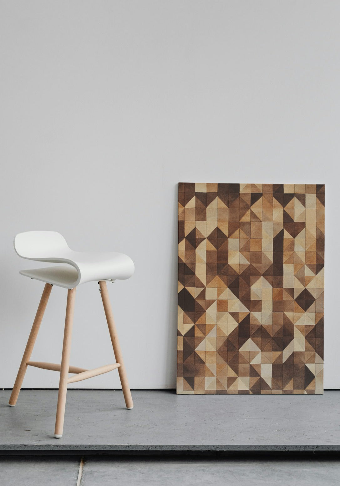 Luxury Wool Weave: Geometric Brown and Beige Artwork