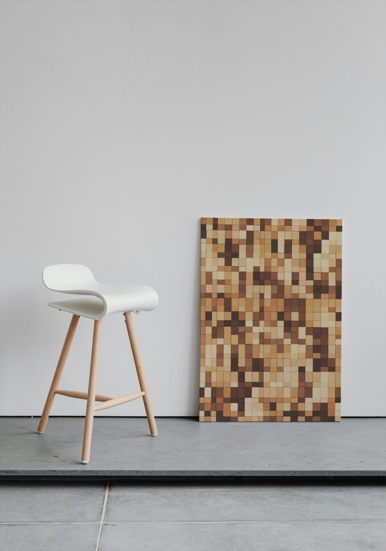 Pixelated Wooden Block Wall: Minecraft-Inspired Architectural Art