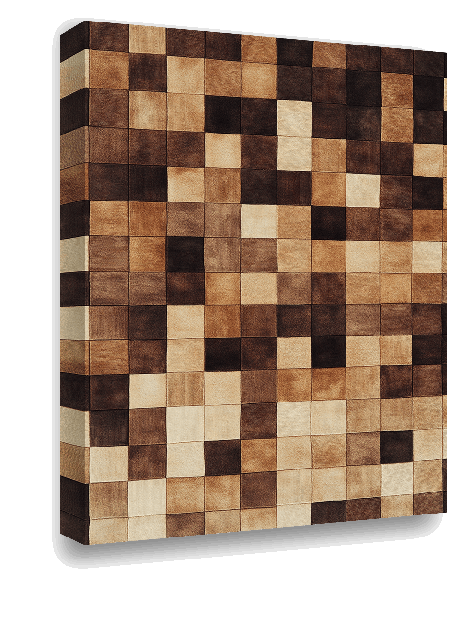 Vintage Checkered Wall: Hyper-Realistic Brown and Beige Art