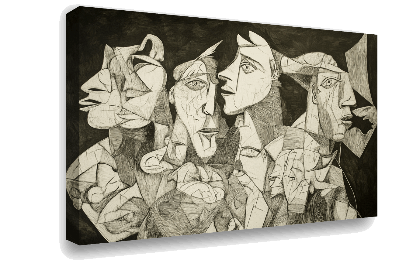 Cubist Expressions: Black and White Portraits