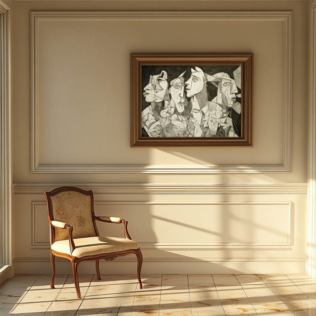 Cubist Expressions: Black and White Portraits